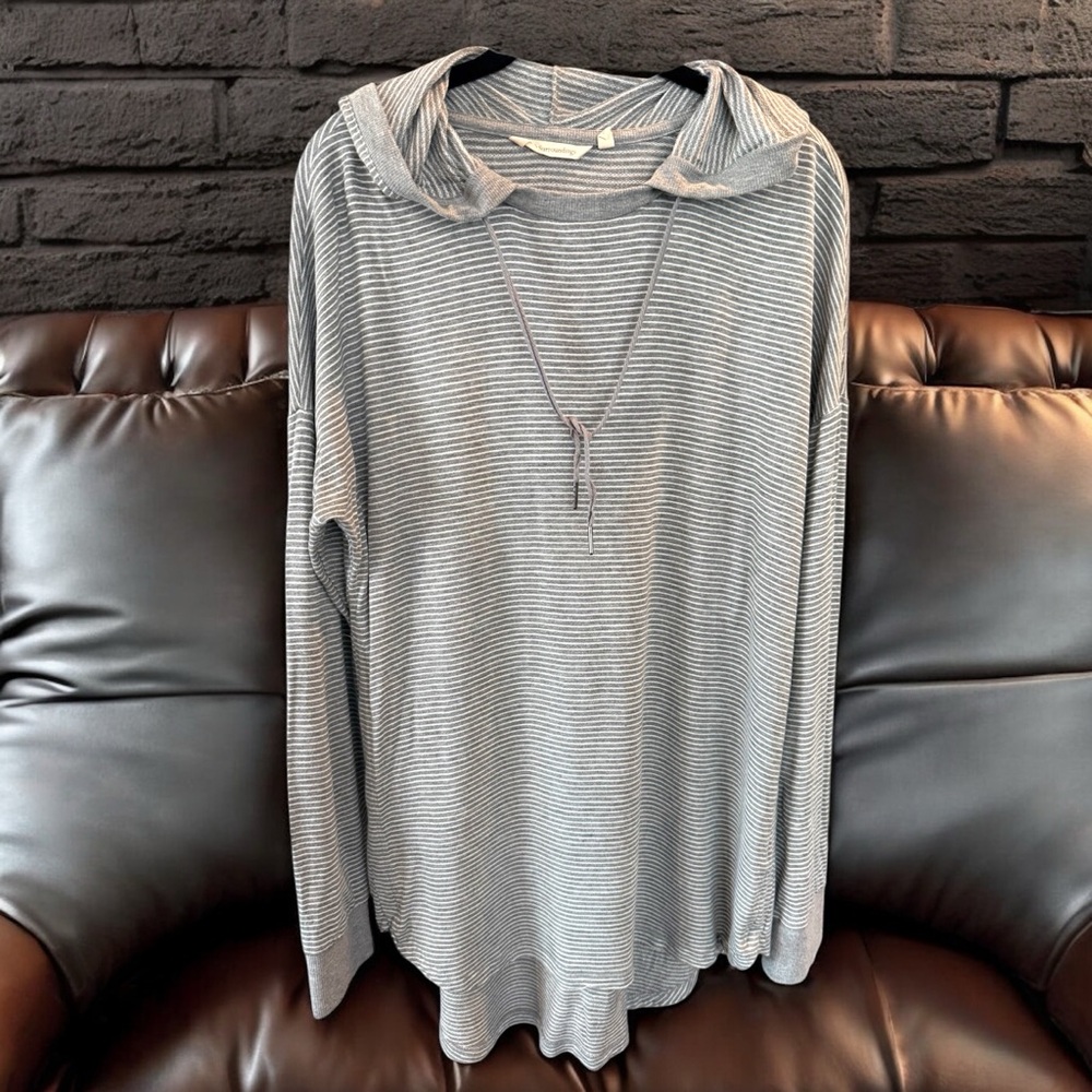 Soft Surroundings Striped Hooded Knit Top